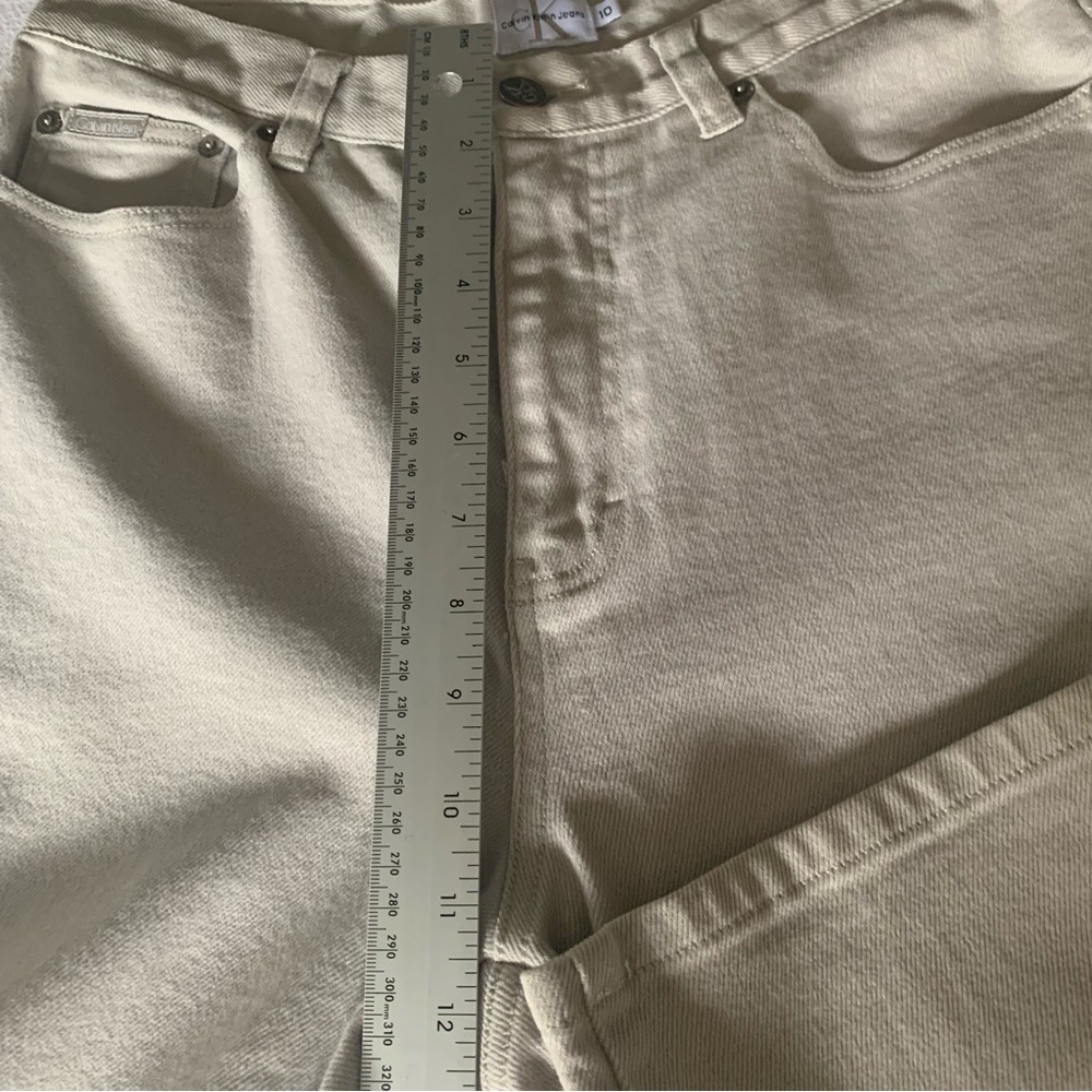 CALVIN KLEIN Barrel Jeans Tapered 5 Pocket Pants Belt Loops Spring Beige Size 10 - Picture 13 of 15